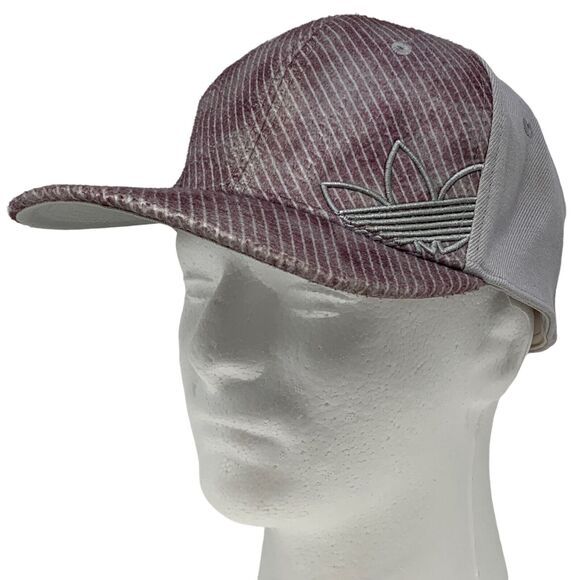 Adidas Trefoil Hat Cap Flex Fitted L Large Gray Red 6 Panel Wool Blend - Picture 1 of 12